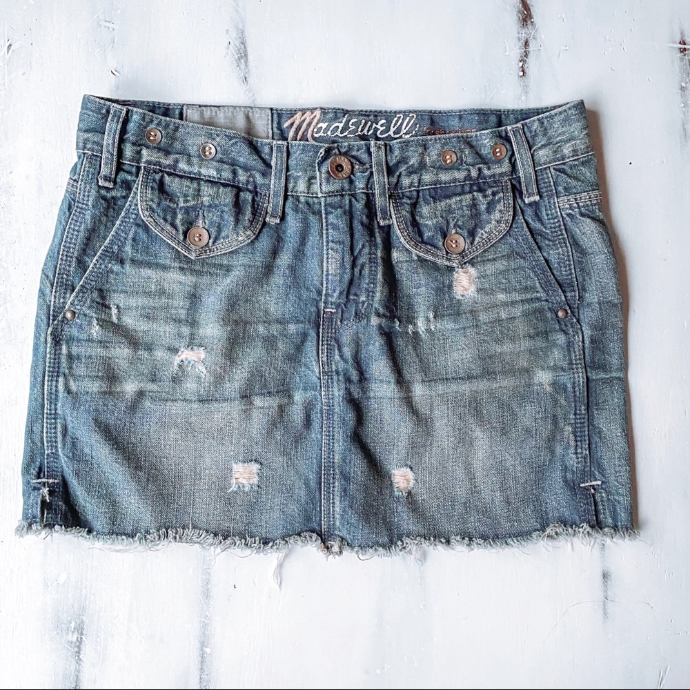 Madewell Distressed Denim Skirt